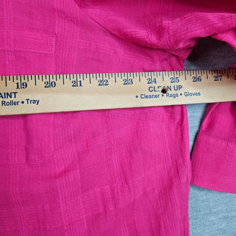 Talbots Plus Petite Women's 2XP Hot Pink Button Front Shirt Long Sleeve